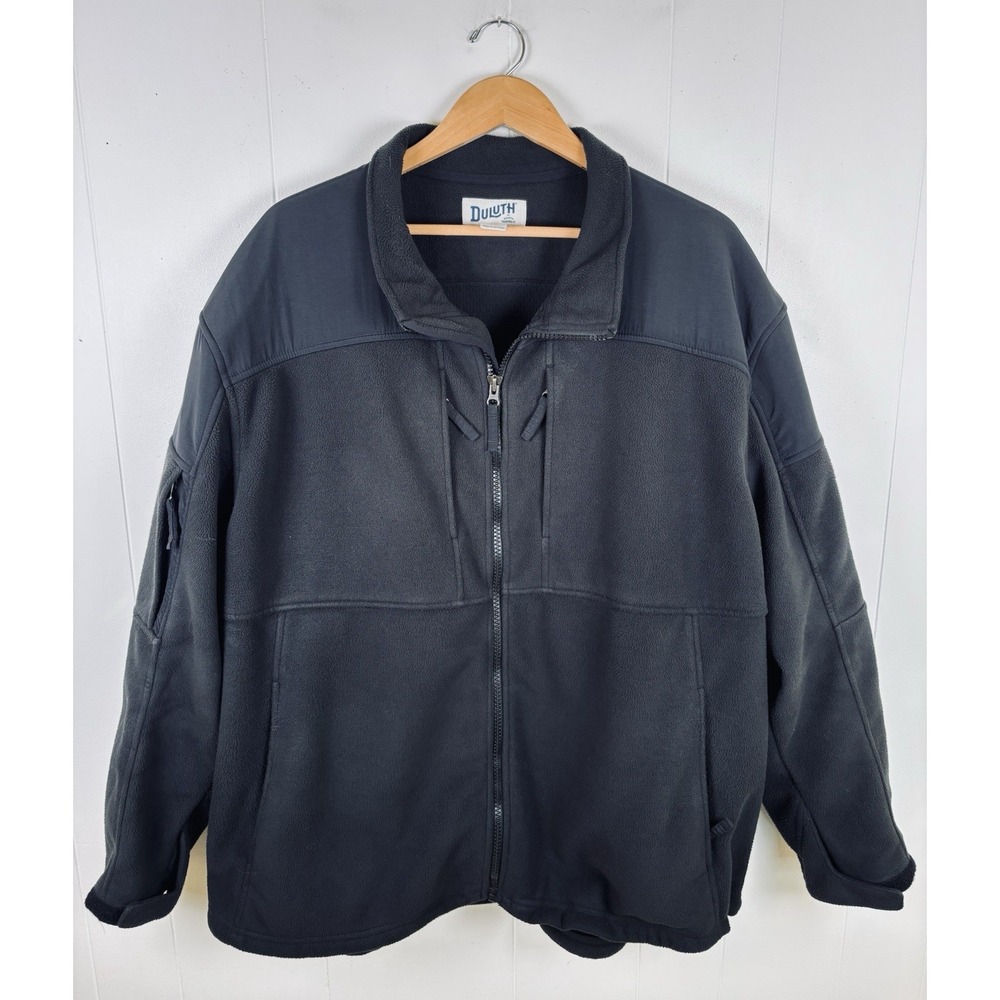 Duluth Trading Co Men's 3XL Black Full Zip Fleece Jacket Coat Pockets Outdoors